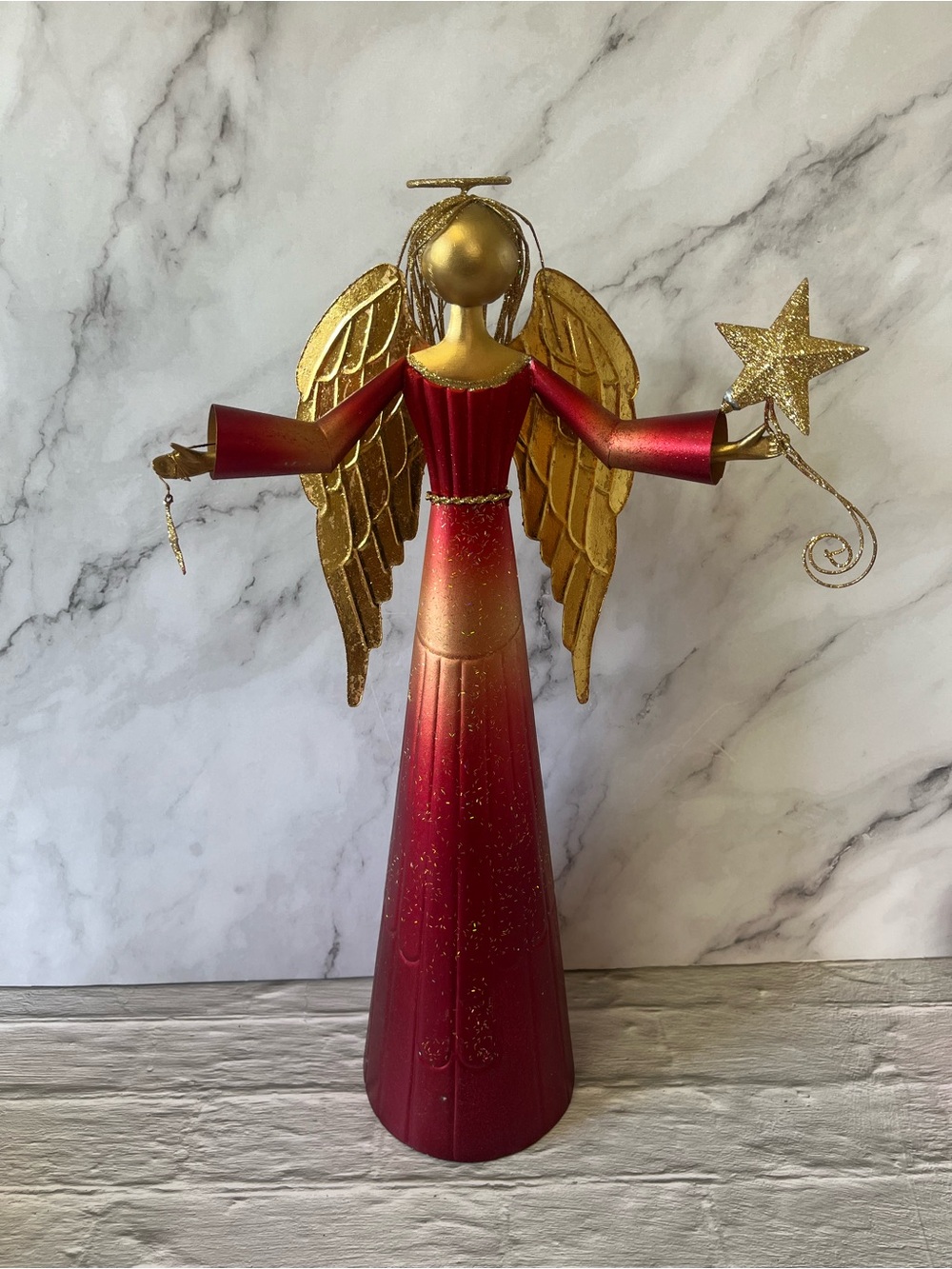 Vintage Pier 1 Imports Red Metal Angel Figurine